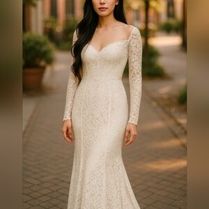 Elegant Cream Lace Maxi Dress